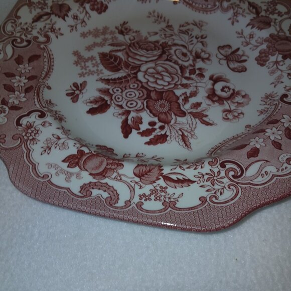 The Spode Archive Collection Blue Rose Plate Cranberry 9.5" Preowned EUC England - Picture 15 of 16